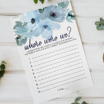 Flyer Rosas Azules Pastel Juego Floral Donde Estábamos<br><div class="desc">¿Dónde estábamos los juegos de ducha de novia? Colección floral de color azul pastel de rosas silvestres pintados a mano. Los elementos coincidentes para completar la colección de eventos están disponibles en nuestra tienda Zazzle!</div>