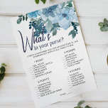 Flyer Rosas Azules Pastel Juego Floral Whats In Your Pur<br><div class="desc">¿Qué es el juego de ducha de novia In Your Purse? Colección floral de color azul pastel de rosas silvestres pintados a mano. Los elementos coincidentes para completar la colección de eventos están disponibles en nuestra tienda Zazzle!</div>