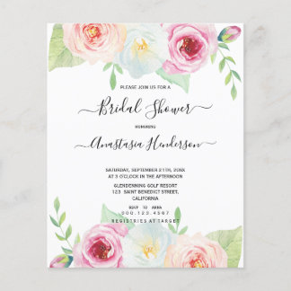 Flyer Rosas baratos flores ducha de novia.Invitación