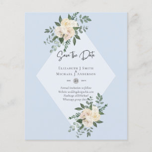 Flyer Rosas Blancas DE PRESUPUESTO BAJO GUARDAR LAS FECH