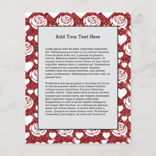 Flyer Rosas Blancas Flores de Glitter Rojo Amantes Flora