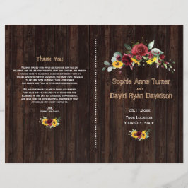 Flyer Rosas de Borgoña Caída Sunflowers Old Wood Program