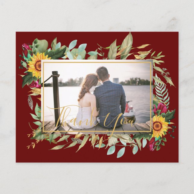 Flyer Rosas de Borgoña de presupuesto Sunflowers Gracias (Frente)