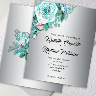 Flyer Rosas de Presupuesto Aqua en elegante invitación a