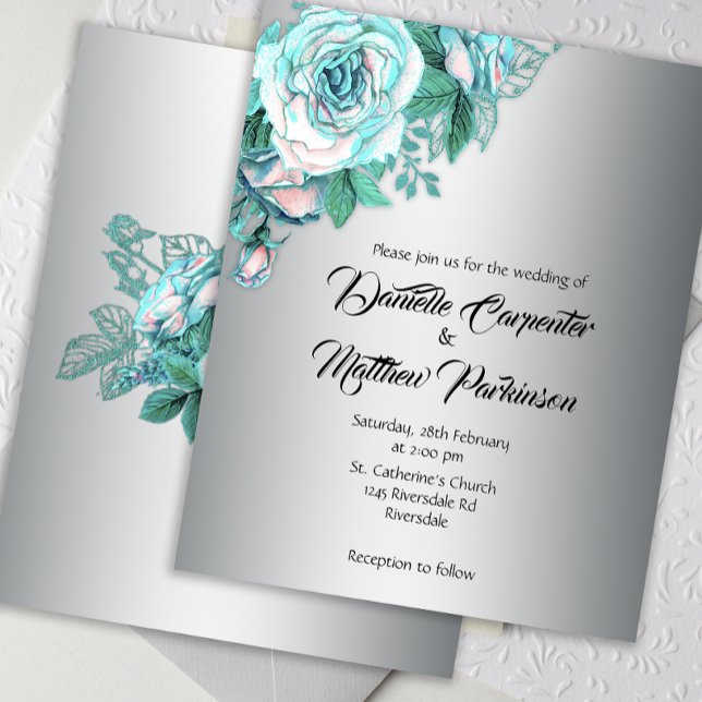 Flyer Rosas de Presupuesto Aqua en elegante invitación a (Subido por el creador)