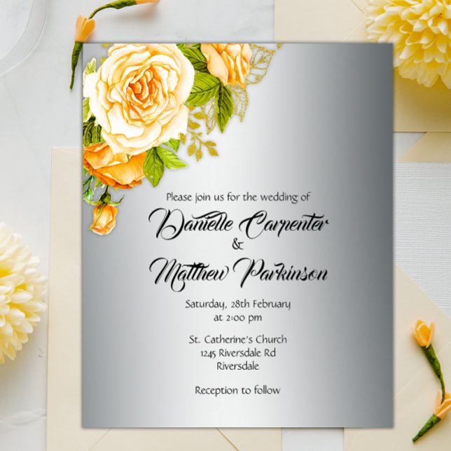 Flyer Rosas dorados del presupuesto en invitación a la b (Subido por el creador)