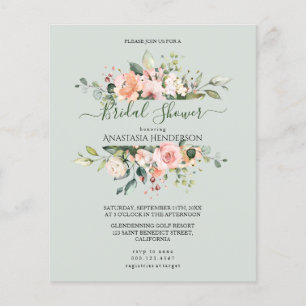 Flyer Rosas - Ducha de novia. Invitación presupuestaria.