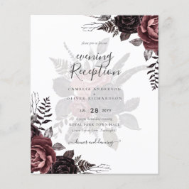 Flyer Rosas negros oscuros de Borgoña Boda caen en invie