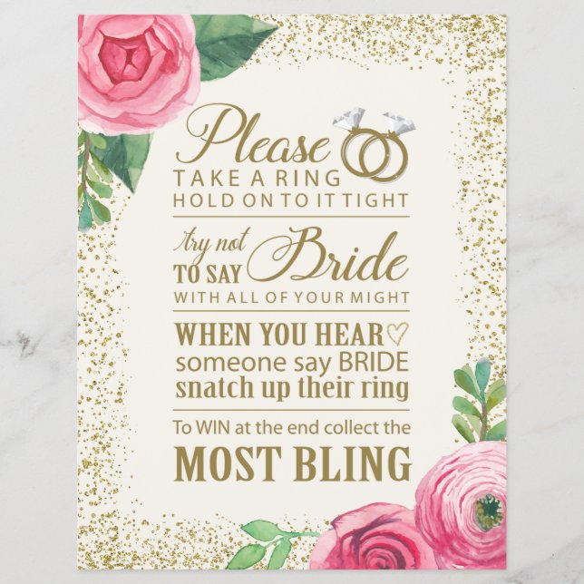 Flyer Rótulo de juego de ducha de novia - 8,5x11 (Frente)