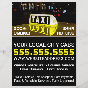 Flyer Rótulo de taxi, empresa de taxi con lista de preci