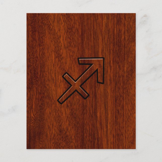 Flyer Rótulo Sagittarius Zodiac en estilo caoba (Frente)