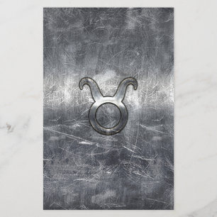 Flyer Rótulo Taurus Zodiac en un estilo angustiado