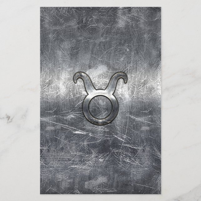 Flyer Rótulo Taurus Zodiac en un estilo angustiado (Frente)