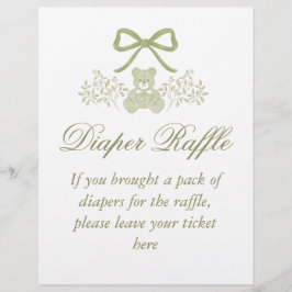Flyer Rótulo Teddy Bear Diaper Raffle | Baby Shower