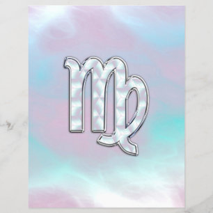 Flyer Rótulo Virgo Zodiac sobre Pasteles Madre de Perla