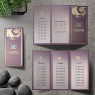 Flyer Rótulo ZEN de oro púrpura triple para estudio de y