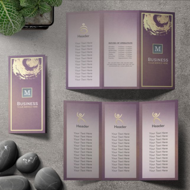 Flyer Rótulo ZEN de oro púrpura triple para estudio de y (Subido por el creador)