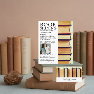 Flyer Row of Old Books, Writers Book Signing Advertising