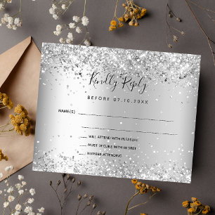 Flyer RSVP de boda elegante con presupuesto para purpuri