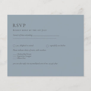 Flyer RSVP de boda monocromática azul turbulenta