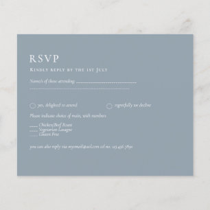 Flyer RSVP de boda monocromática azul turbulenta