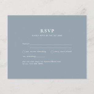 Flyer RSVP de boda monocromática azul turbulenta