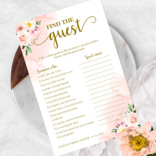 Flyer Rubor Floral Bridal Shower Find The Guest Game