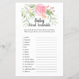 Flyer Rubor Peonies Baby Word Scramble