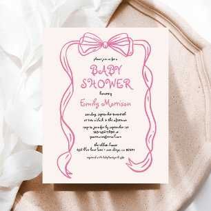 Flyer Rubor Pink Bow Baby Shower de presupuesto capricho