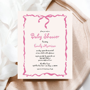 Flyer Rubor Pink Bow Baby Shower de presupuesto capricho