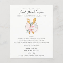 Flyer Rubor Wood Spoon Fork Floral Bakery Cooking Class