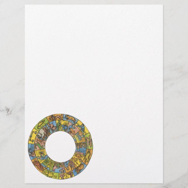 Flyer Rueda zodiacal astrológica celestial vintage (Frente)