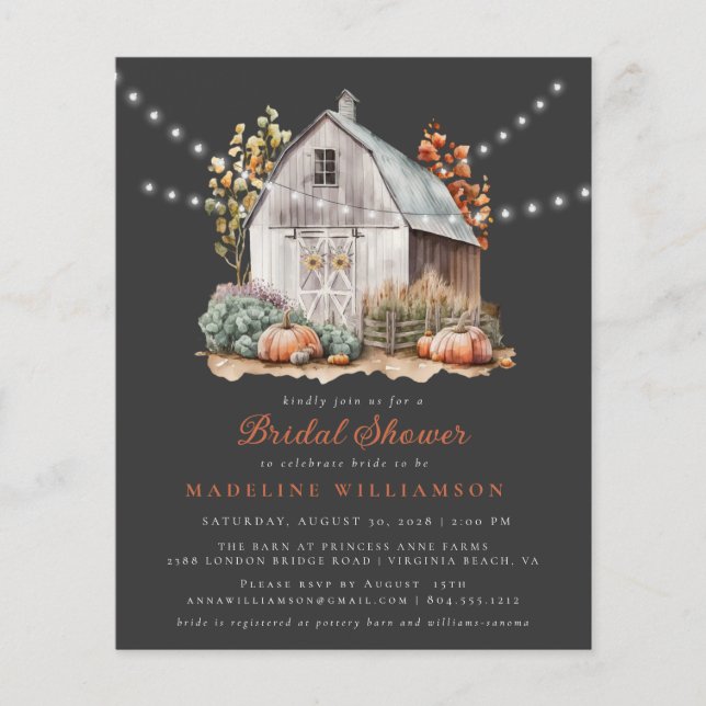 Flyer Rustic Barn String ilumina la invitación a la duch (Frente)