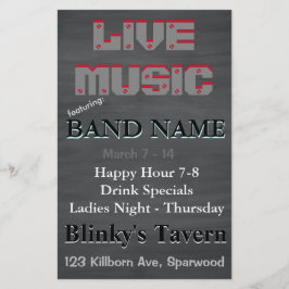 Flyer Rustic Chalkboard Bar Tavern Live Music 2