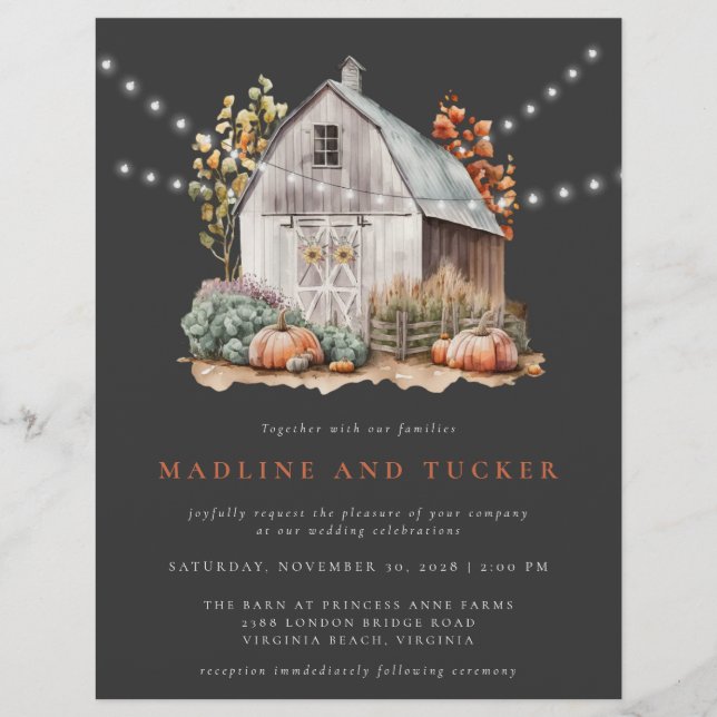Flyer Rustic Fall Barn String enciende la invitación a l (Frente)