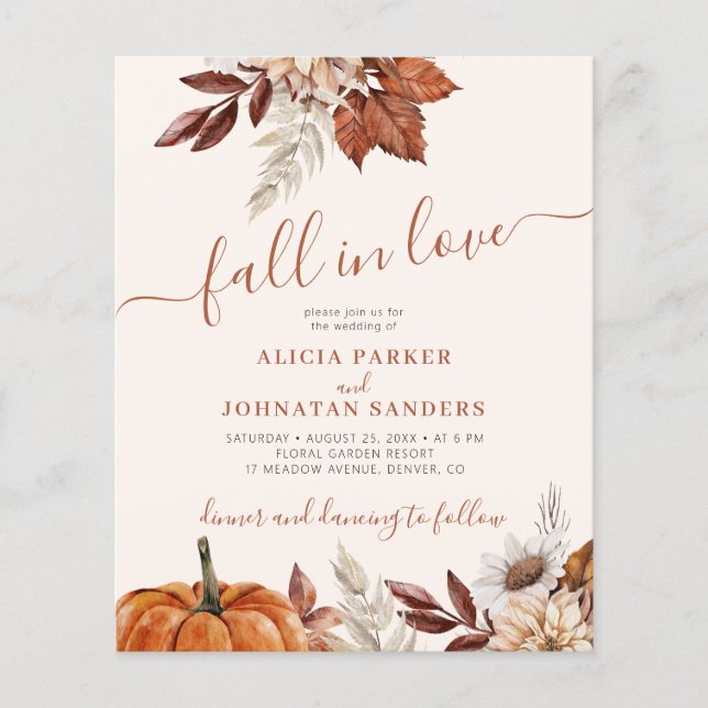 Flyer Rustic fall in love BUDGET wedding invitation (Frente)