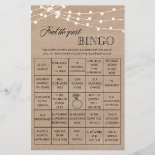 Flyer Rustic Find the guest bingo bridal ducha game
