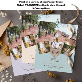 Flyer Rustic Wood Engraved Heart PHOTO COLLAGE  Invitati