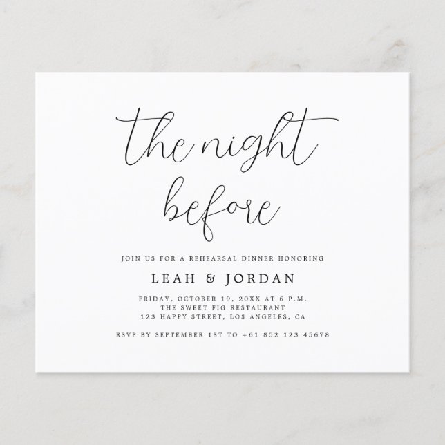 Flyer Rústica del presupuesto la noche antes de la cena  (Frente)