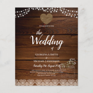 Flyer Rústica jarrones alumbran a gypsophilia BODA