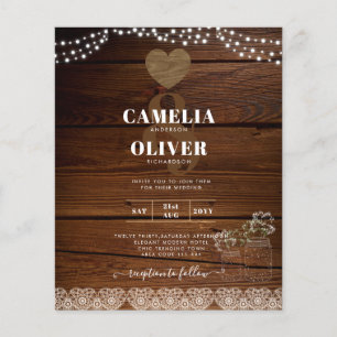 Flyer Rústica jarrones alumbran a gypsophilia BODA