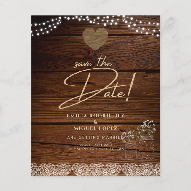 Flyer Rústica jarrones alumbran a gypsophilia BODA (Frente)