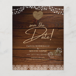 Flyer Rústica jarrones alumbran a gypsophilia BODA