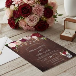 Flyer Rústica madera borgoña Rubor Rosa Presupuesto Jar