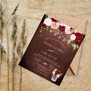Flyer Rústica madera borgoña Rubor Rosa Presupuesto Jar