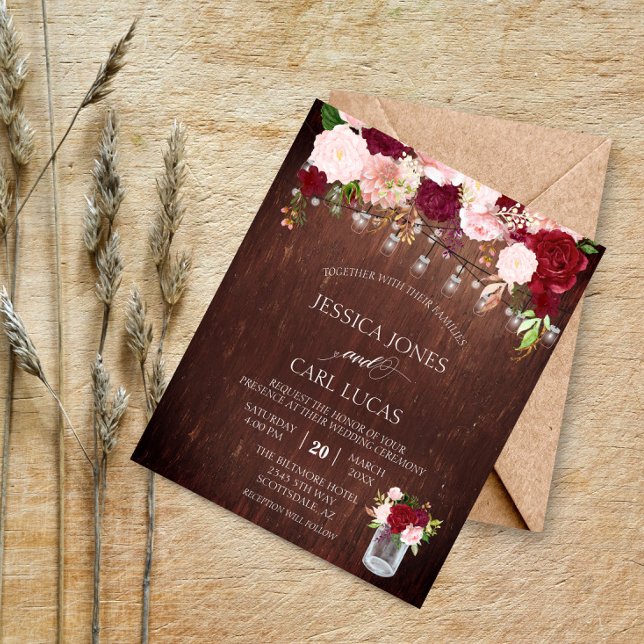 Flyer Rústica madera borgoña Rubor Rosa Presupuesto Jar (Subido por el creador)
