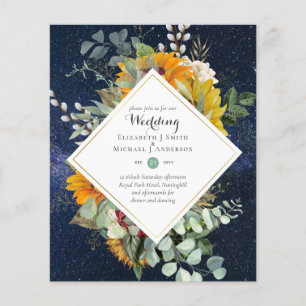 Flyer Rústico Sunflowers Eucalyptus Greenery Boda Inv.