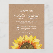 Rústico y hermoso Boda botánico de Sunflower Kraft
