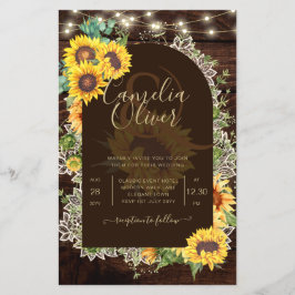 Flyer Rústicos girasoles iluminan el Boda del arco de en