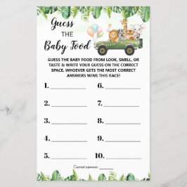 Flyer Safari adivina tarjeta de juego de Baby Shower par